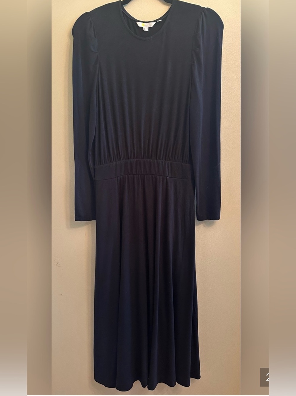 BODEN Black Puff Sleeve Jersey Midi Dress Size 10